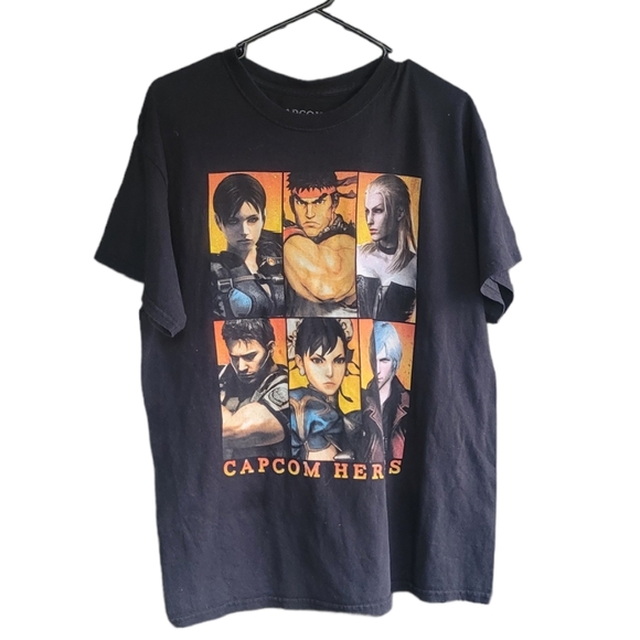 Capcom Heros Gallery Mens Black Graphoc Short Sleeve T-Shirt M - Picture 1 of 8